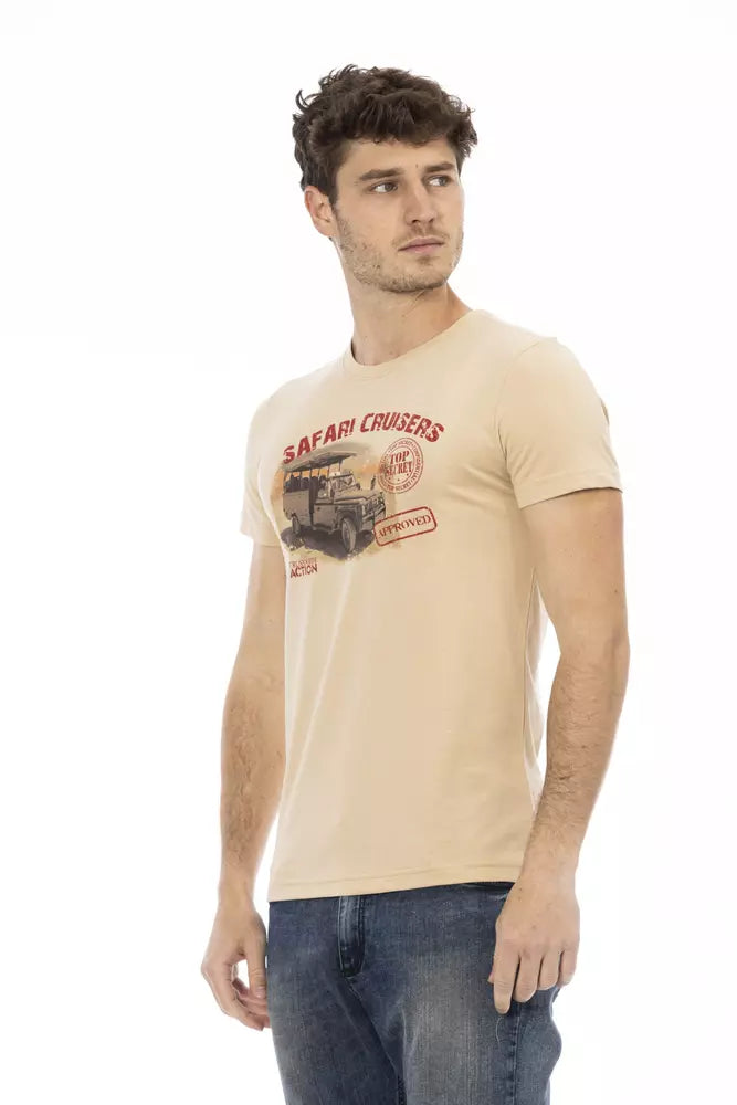 Beiges Herren-T-Shirt aus Baumwolle