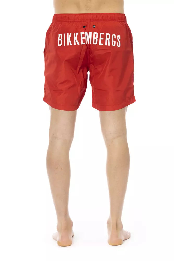 Rote Polyester-Badeshorts für Herren