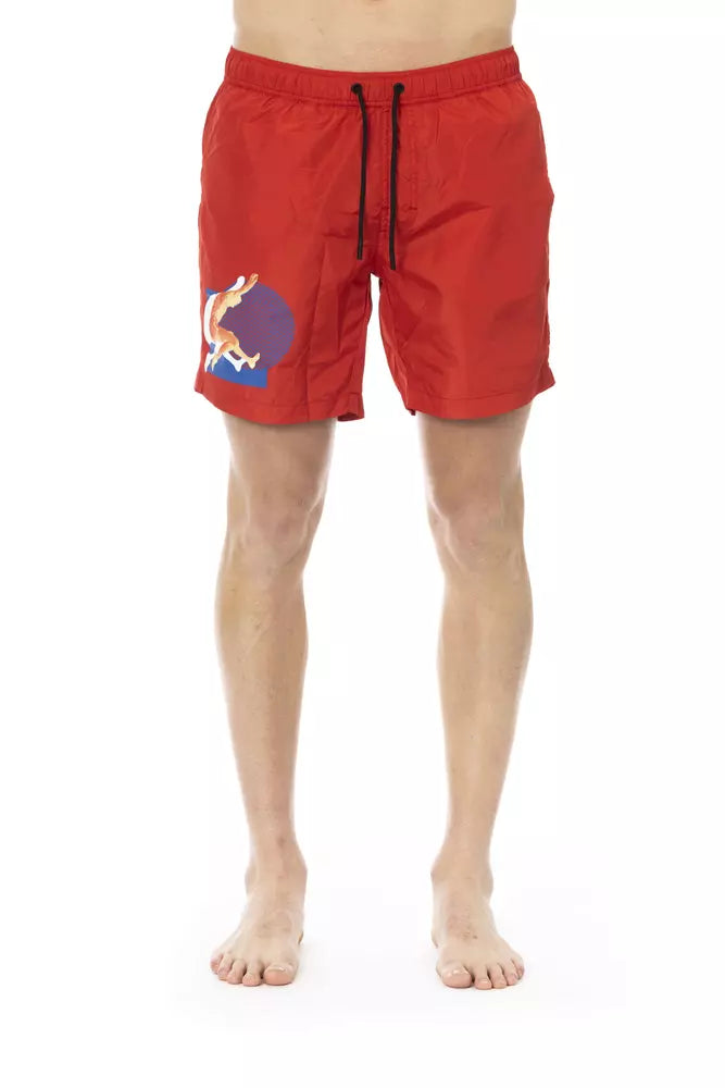 Rote Polyester-Badeshorts für Herren