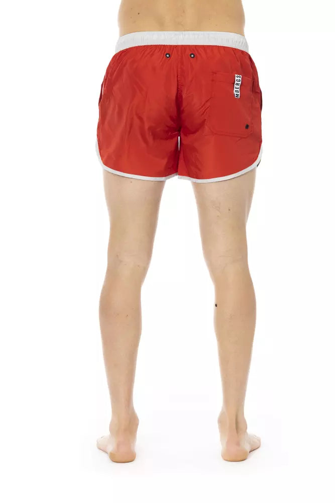 Rote Polyester-Badeshorts für Herren
