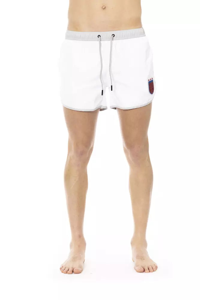 Weiße Polyester-Badeshorts für Herren