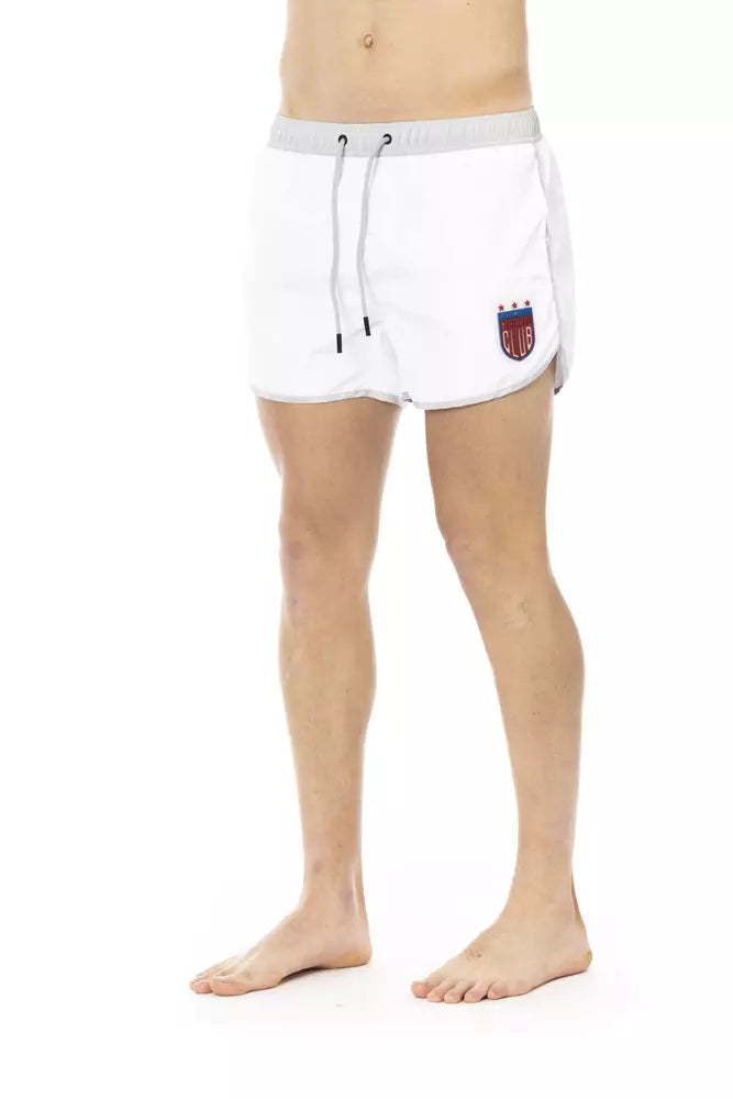 Weiße Polyester-Badeshorts für Herren