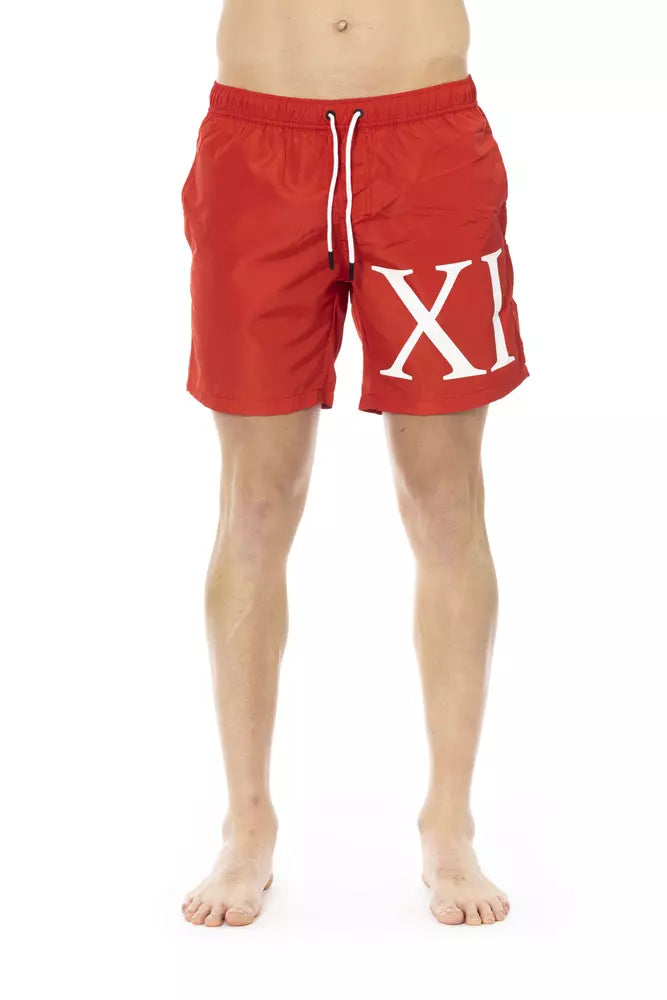 Rote Polyester-Badeshorts für Herren