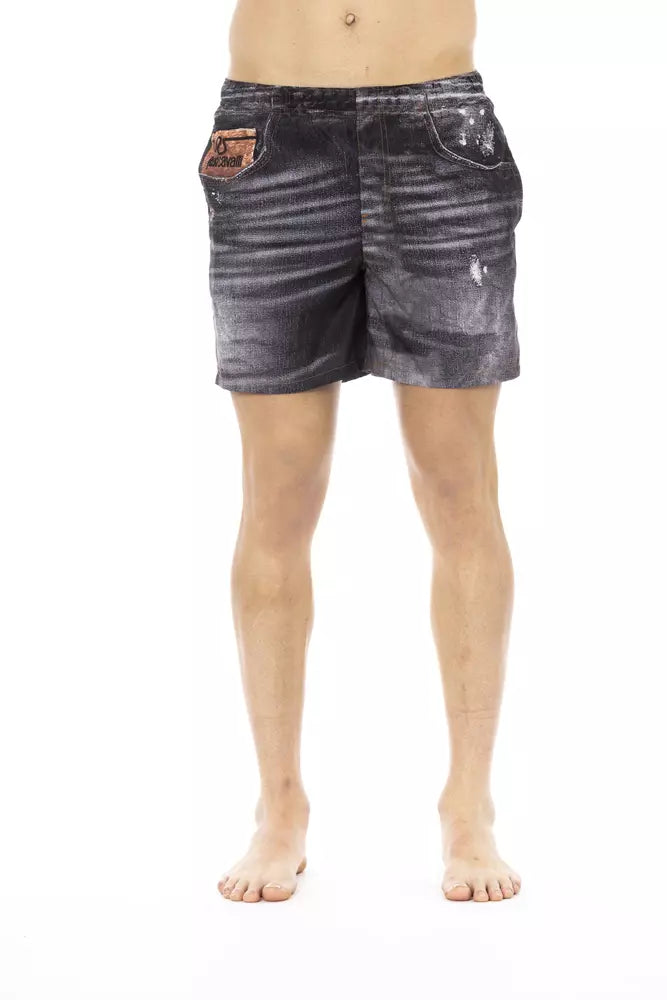 Schwarze Polyester-Badeshorts für Herren