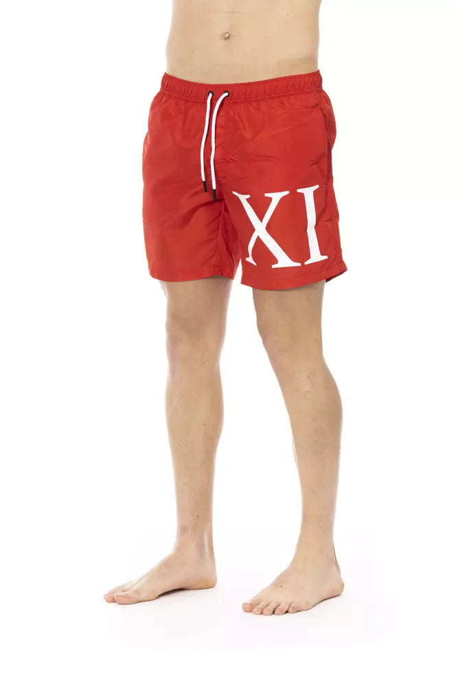 Rote Polyester-Badeshorts für Herren