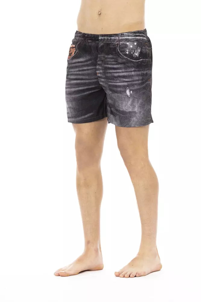 Schwarze Polyester-Badeshorts für Herren