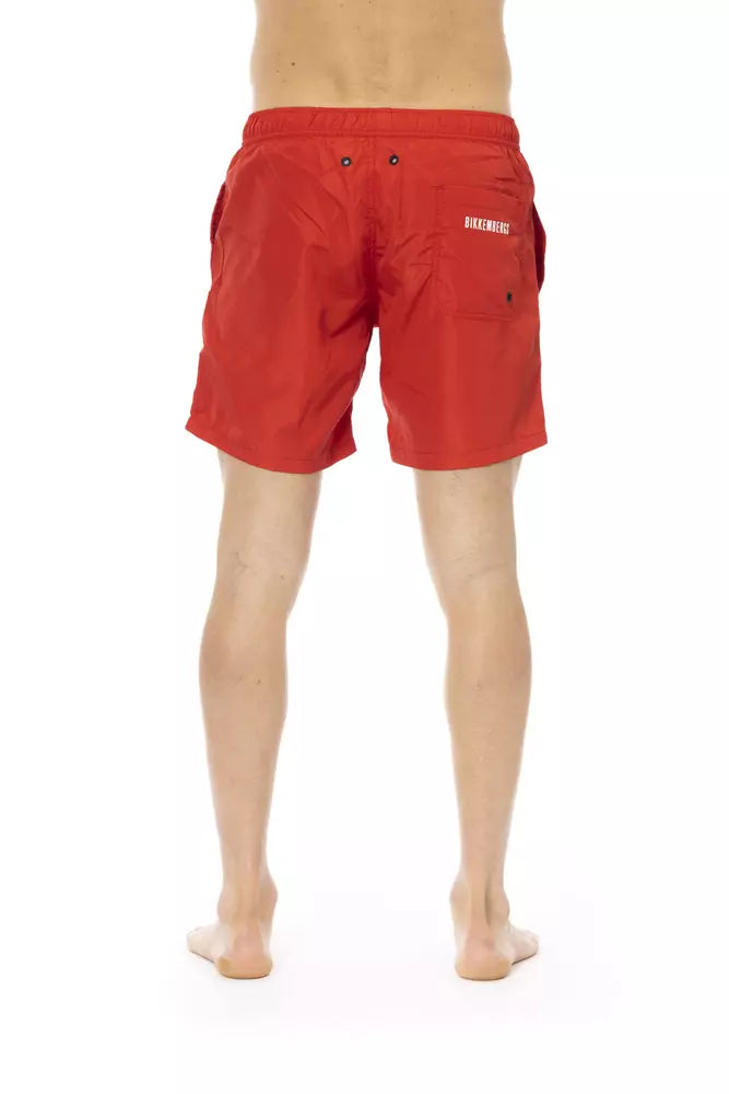 Rote Polyester-Badeshorts für Herren