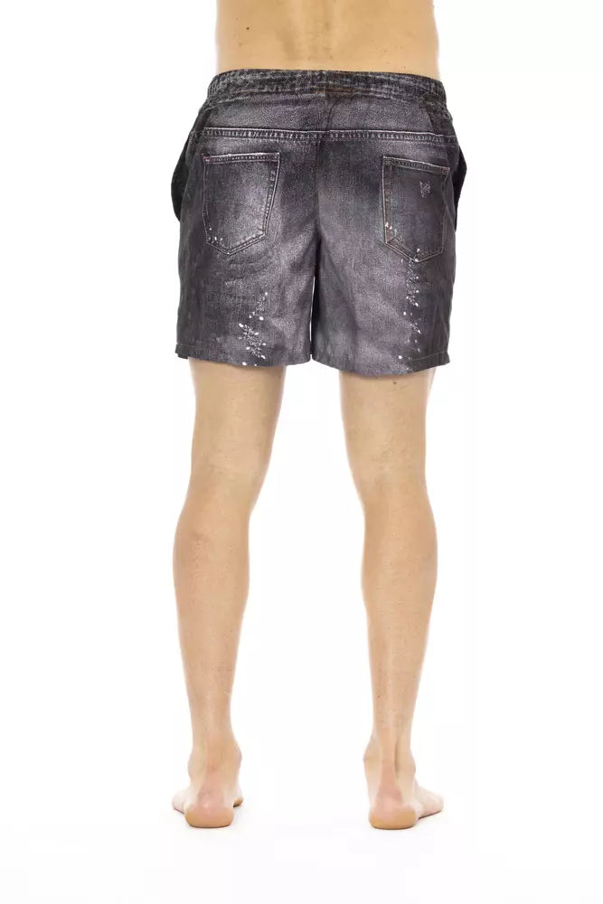 Schwarze Polyester-Badeshorts für Herren