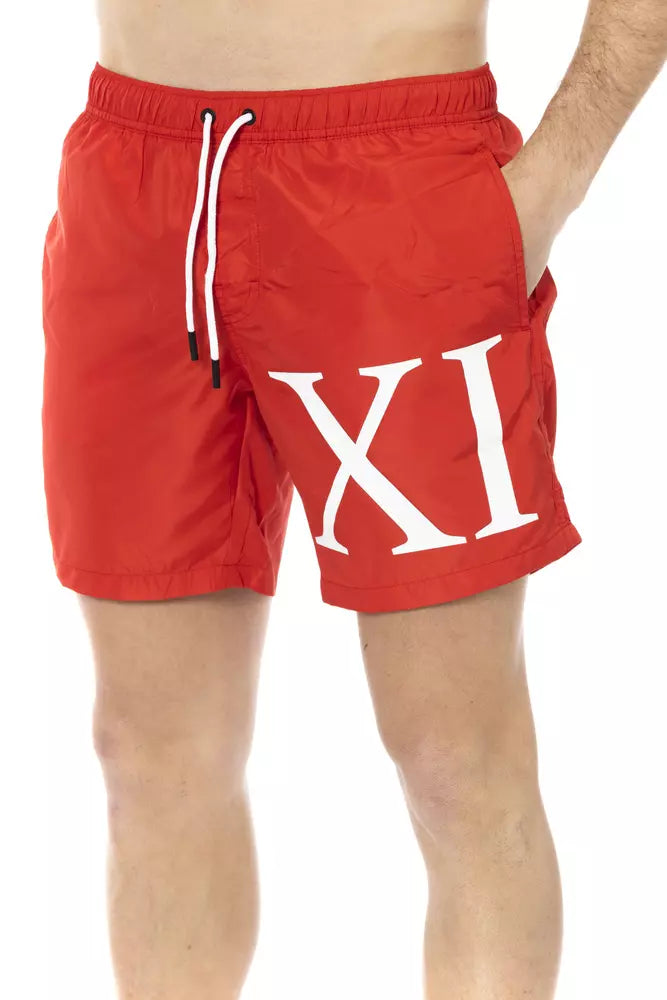 Rote Polyester-Badeshorts für Herren