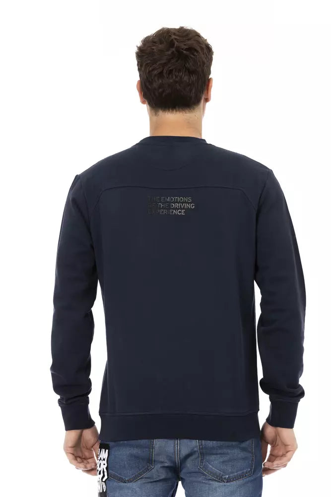 Blue Cotton Men Sweater with Chest Pocket