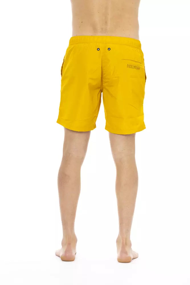 Gelbe Polyester-Badeshorts für Herren