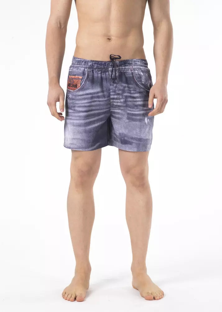 Blaue Polyester-Badeshorts für Herren