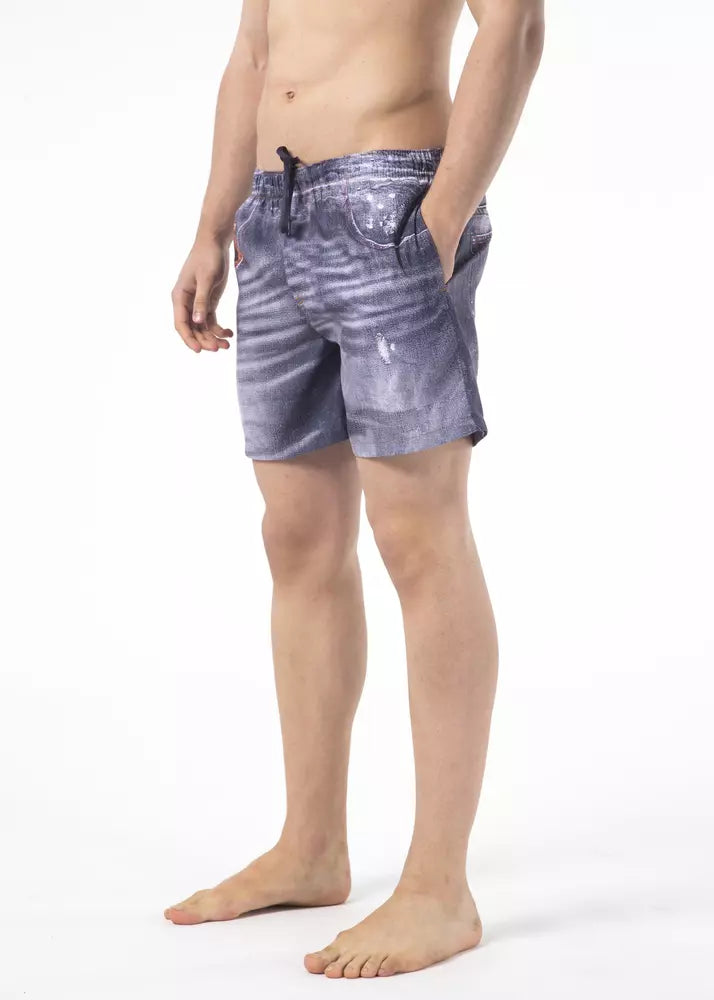 Blaue Polyester-Badeshorts für Herren