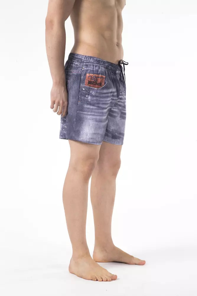 Blaue Polyester-Badeshorts für Herren
