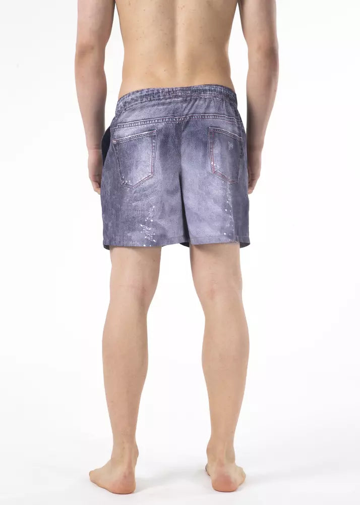 Blaue Polyester-Badeshorts für Herren