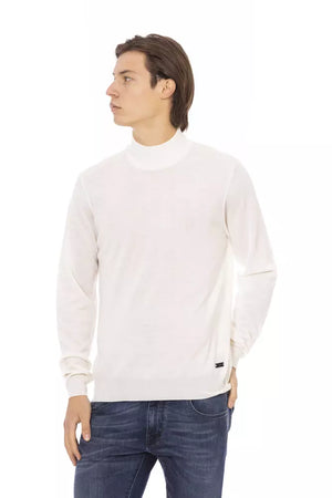 White Fabric Men Turtleneck Sweater