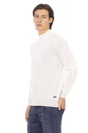 White Fabric Men Turtleneck Sweater
