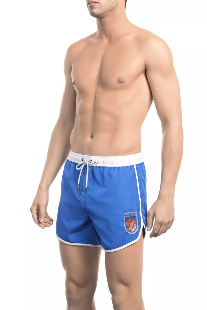 Blaue Polyester-Badeshorts für Herren