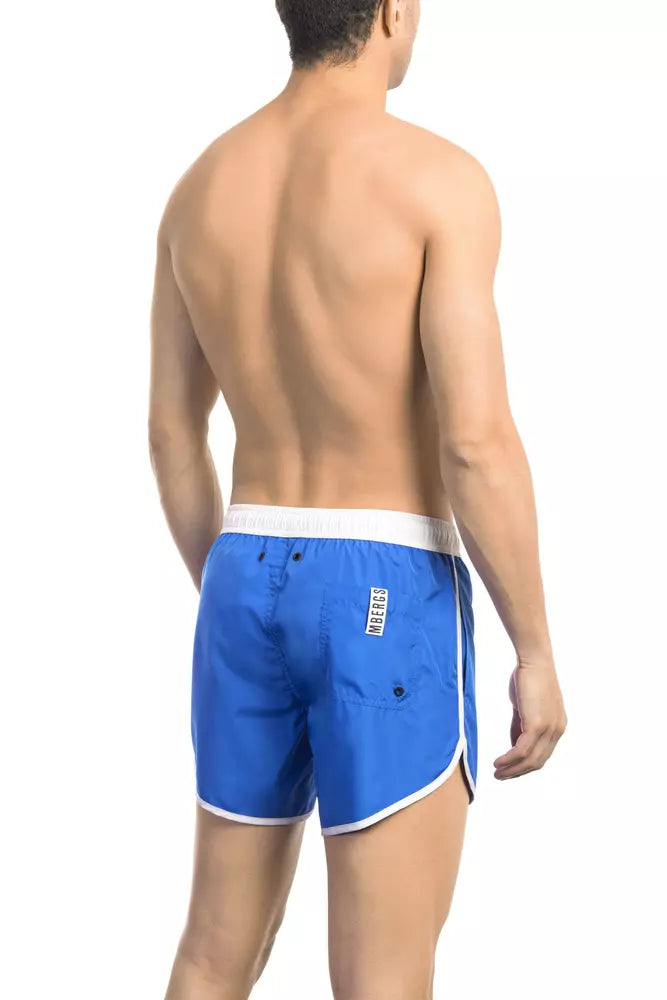 Blaue Polyester-Badeshorts für Herren