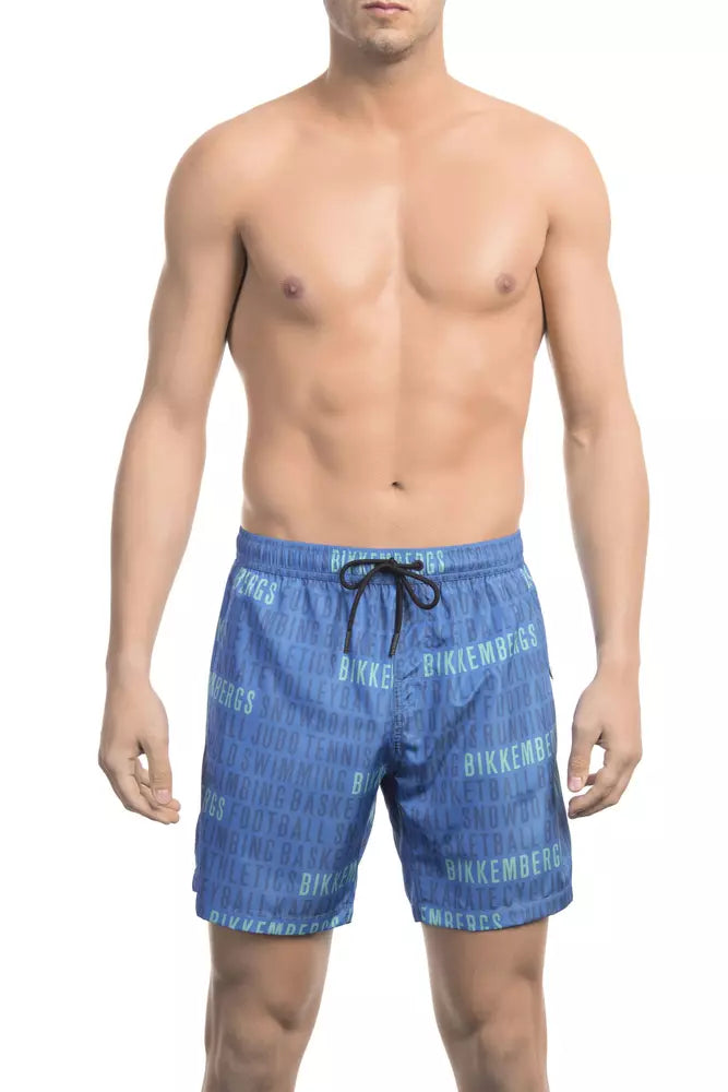 Blaue Polyester-Badeshorts für Herren