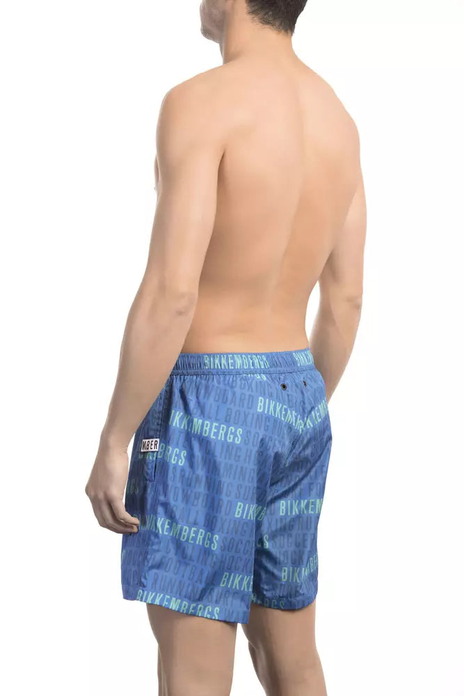 Blaue Polyester-Badeshorts für Herren