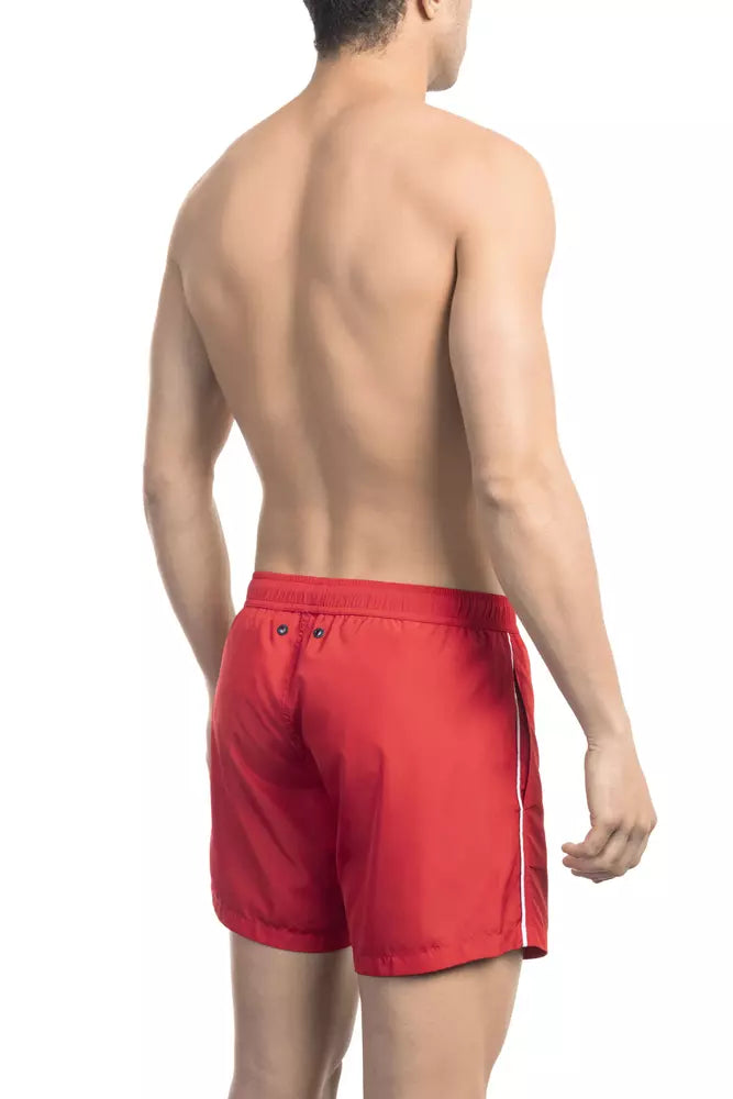 Rote Polyester-Badeshorts für Herren