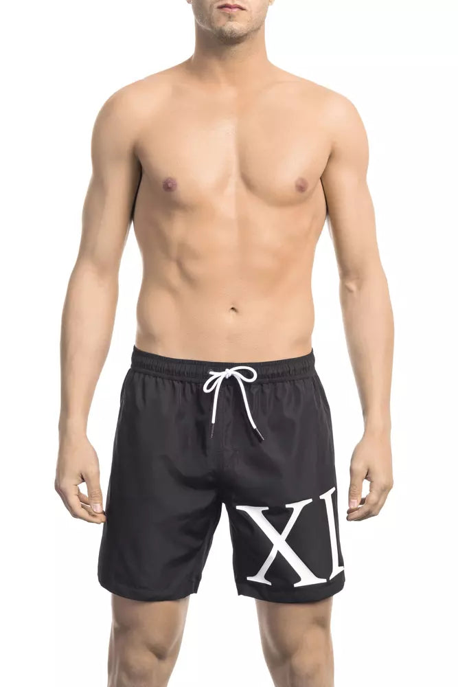 Schwarze Polyester-Badeshorts für Herren