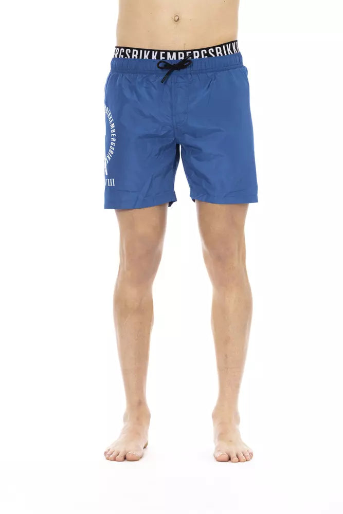 Blaue Polyester-Badeshorts für Herren
