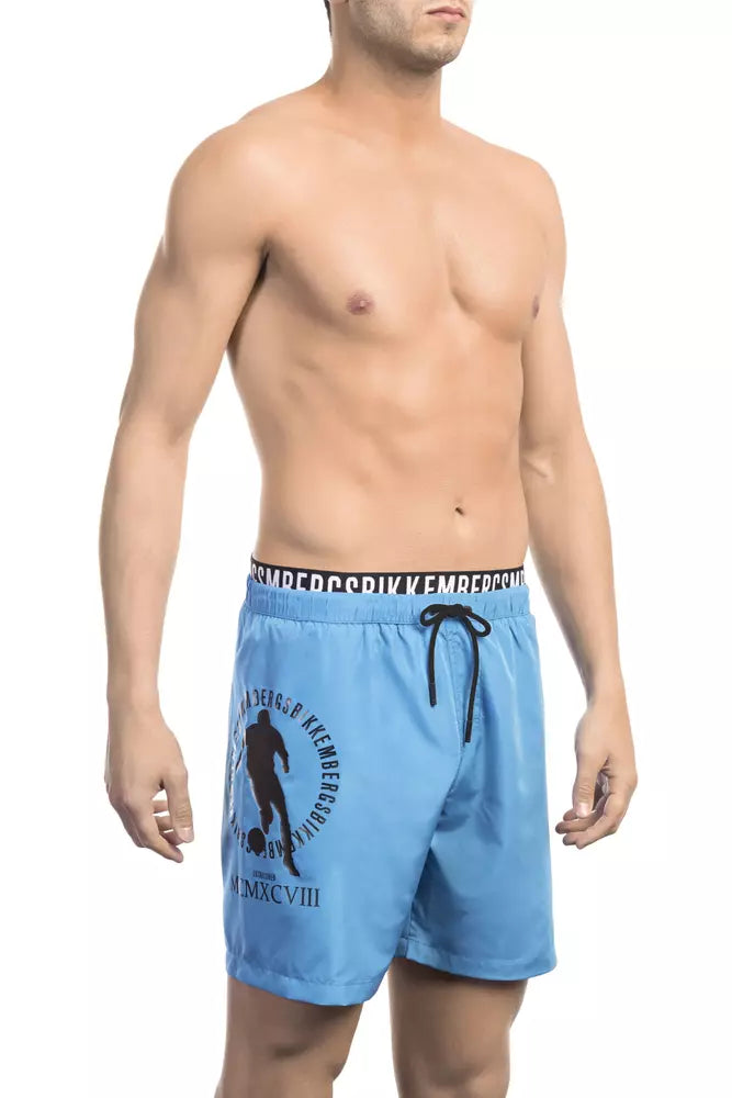 Hellblaue Polyester-Badeshorts für Herren
