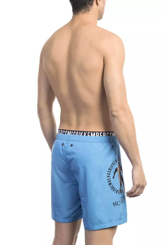 Hellblaue Polyester-Badeshorts für Herren