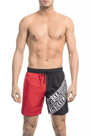 Rote Polyester-Badeshorts für Herren