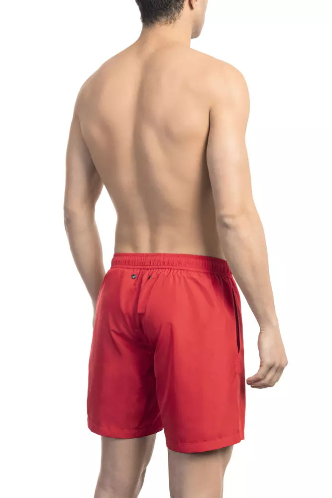 Rote Polyester-Badeshorts für Herren