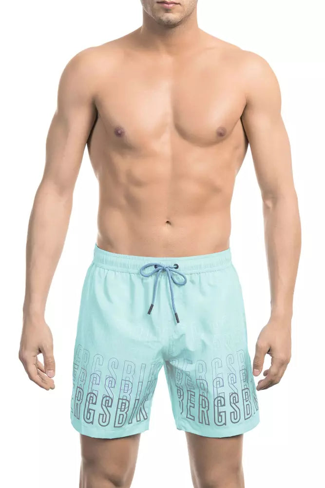 Hellblaue Polyester-Badeshorts für Herren