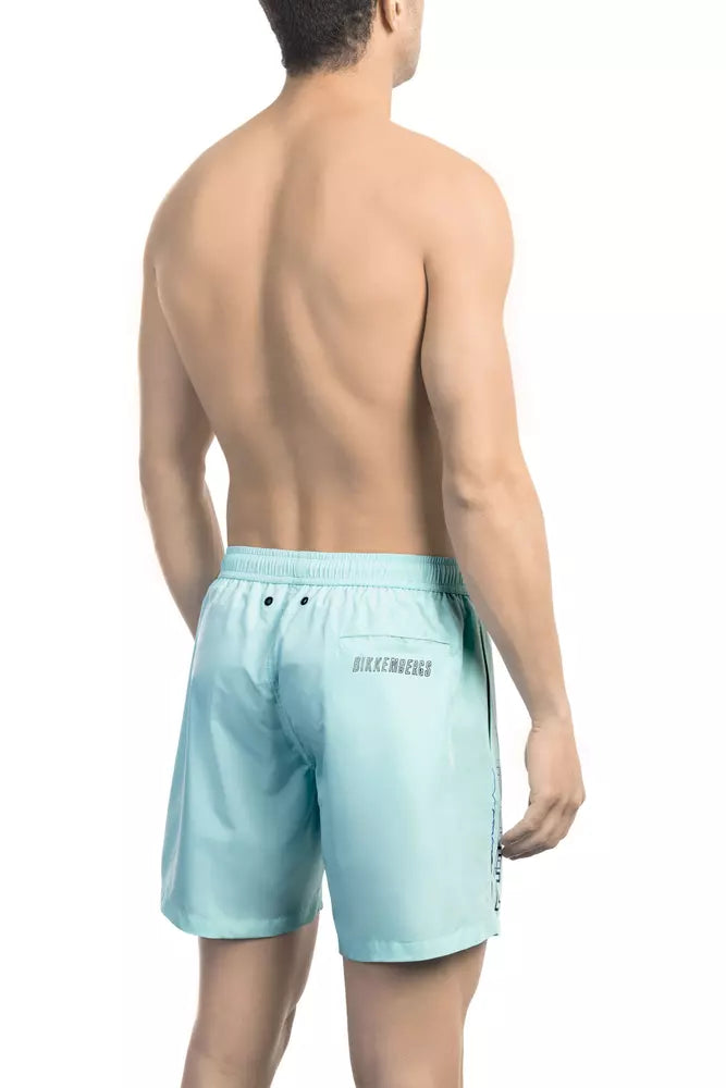Hellblaue Polyester-Badeshorts für Herren