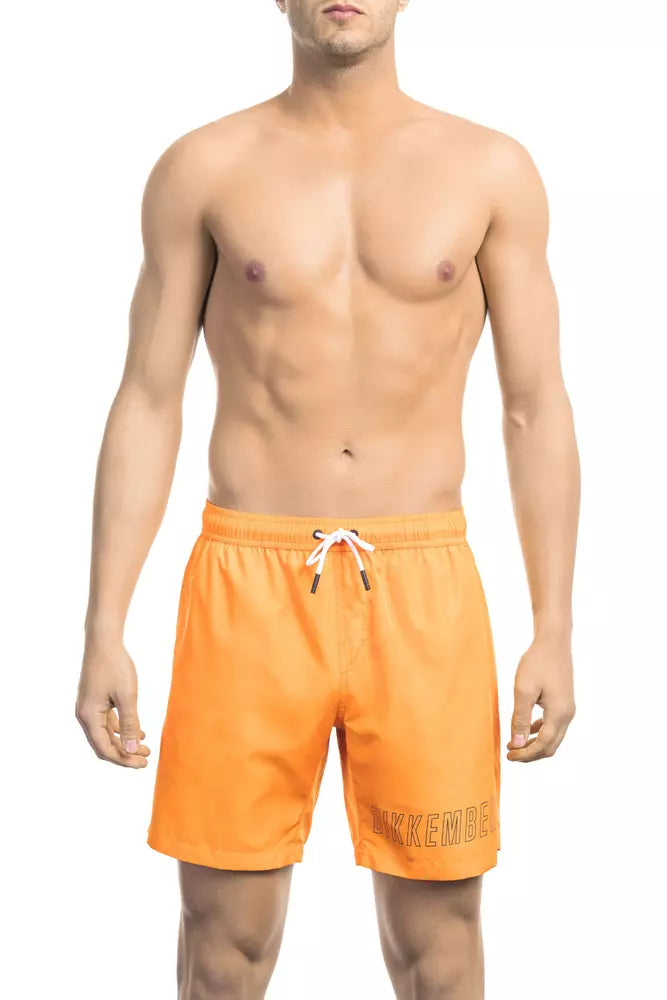 Orangefarbene Polyester-Badeshorts für Herren