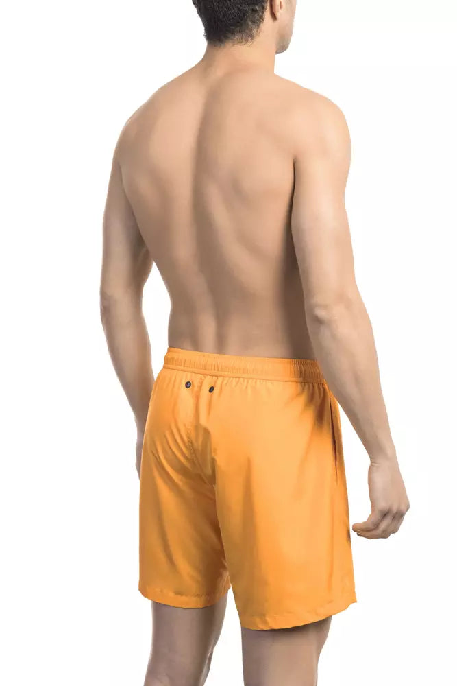 Orangefarbene Polyester-Badeshorts für Herren
