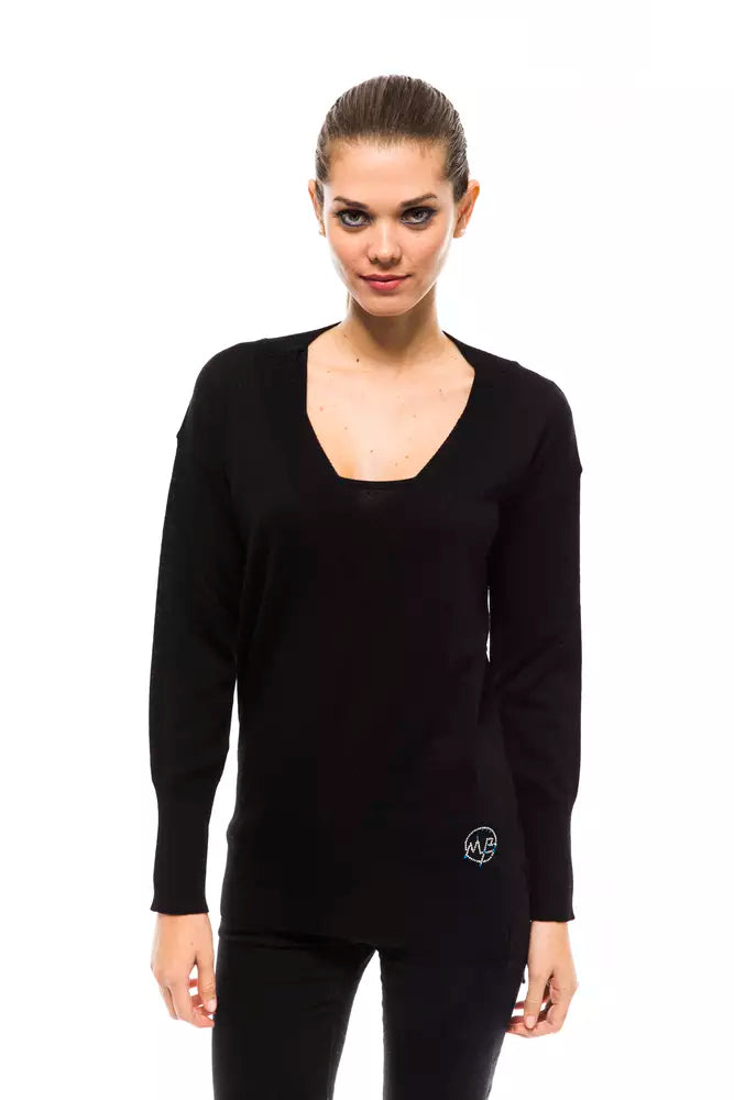 Schwarzer Wollpullover für Damen