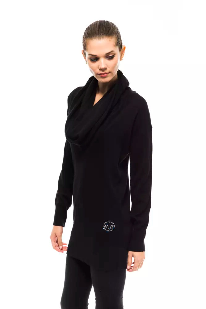 Schwarzer Wollpullover für Damen