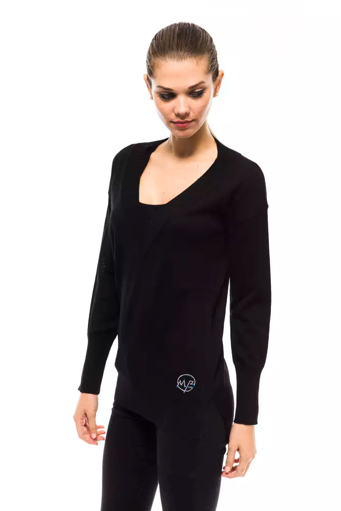 Schwarzer Wollpullover für Damen