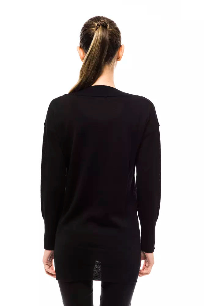 Schwarzer Wollpullover für Damen