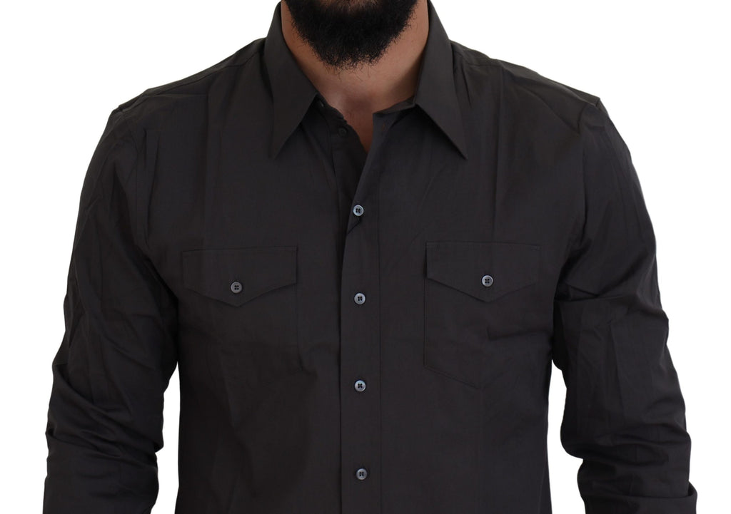 Dolce & Gabbana Gray SICILIA Slim Fit Stretch Dress Shirt