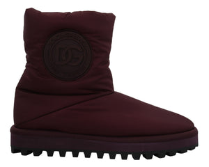 Bordeaux Nylon Boots Gepolsterte Halbschuhe