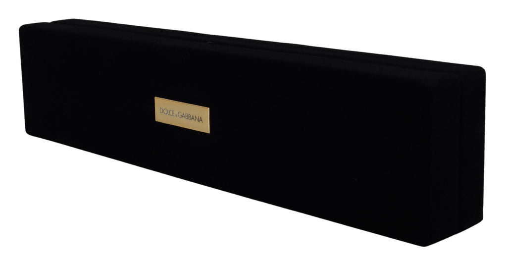 Aufbewahrungsbox für Armbänder und Schmuck aus schwarzem Samt mit Logo-Plakette