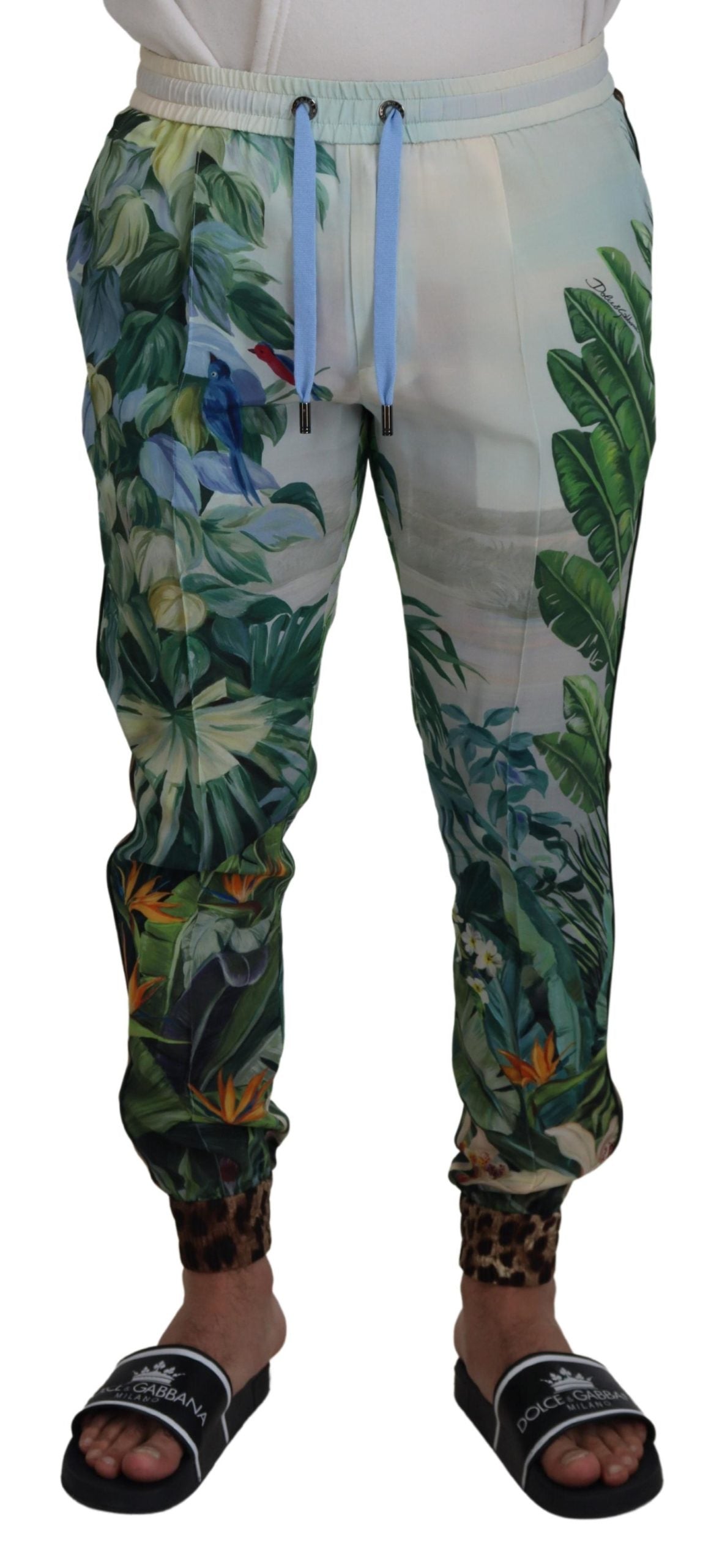 Weiße Jogginghose mit Blumenmuster für Herren