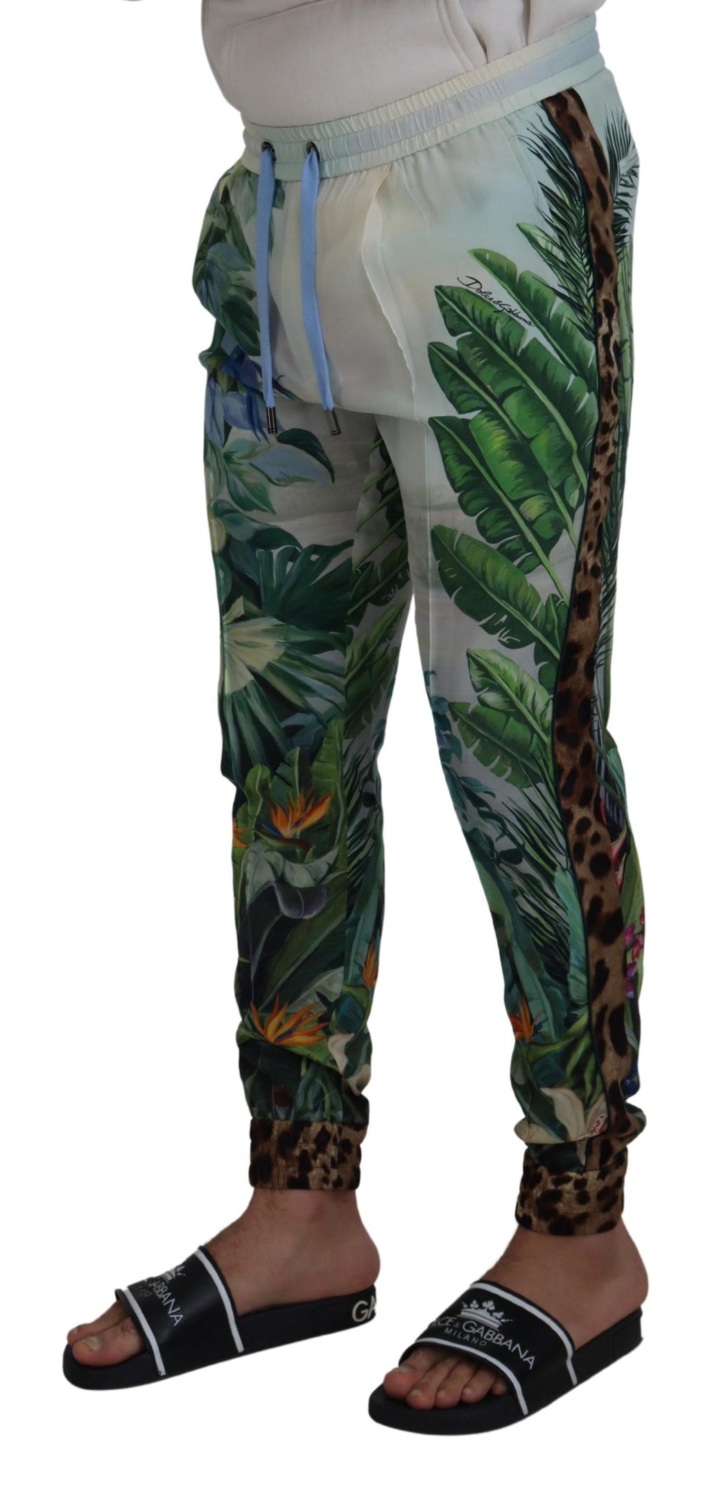 Weiße Jogginghose mit Blumenmuster für Herren