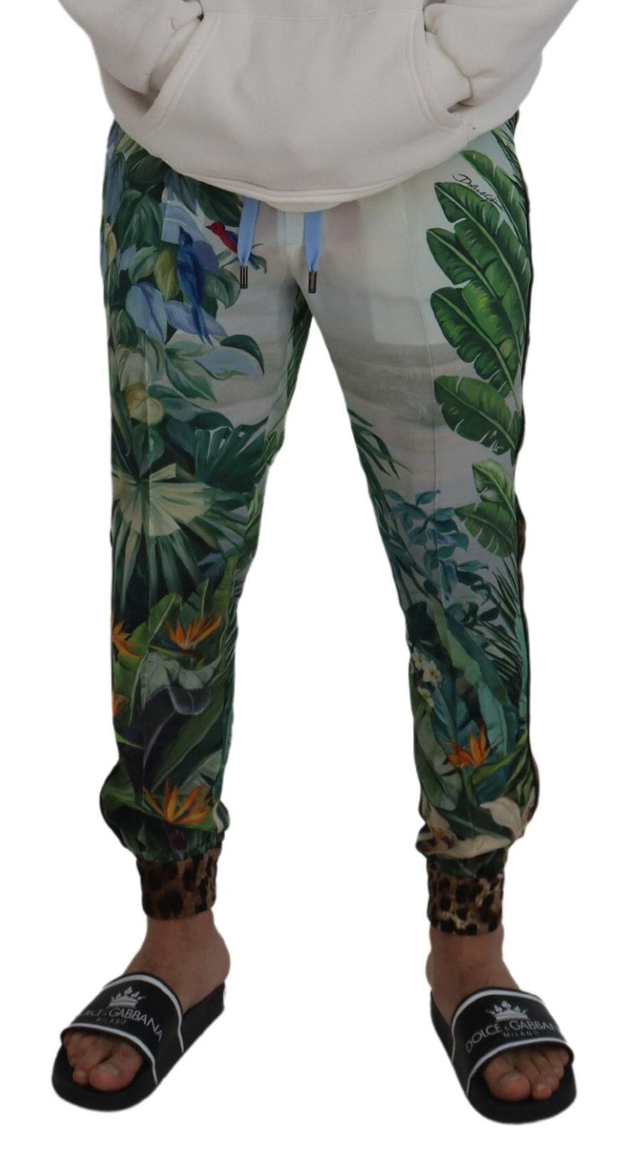 Weiße Jogginghose mit Blumenmuster für Herren
