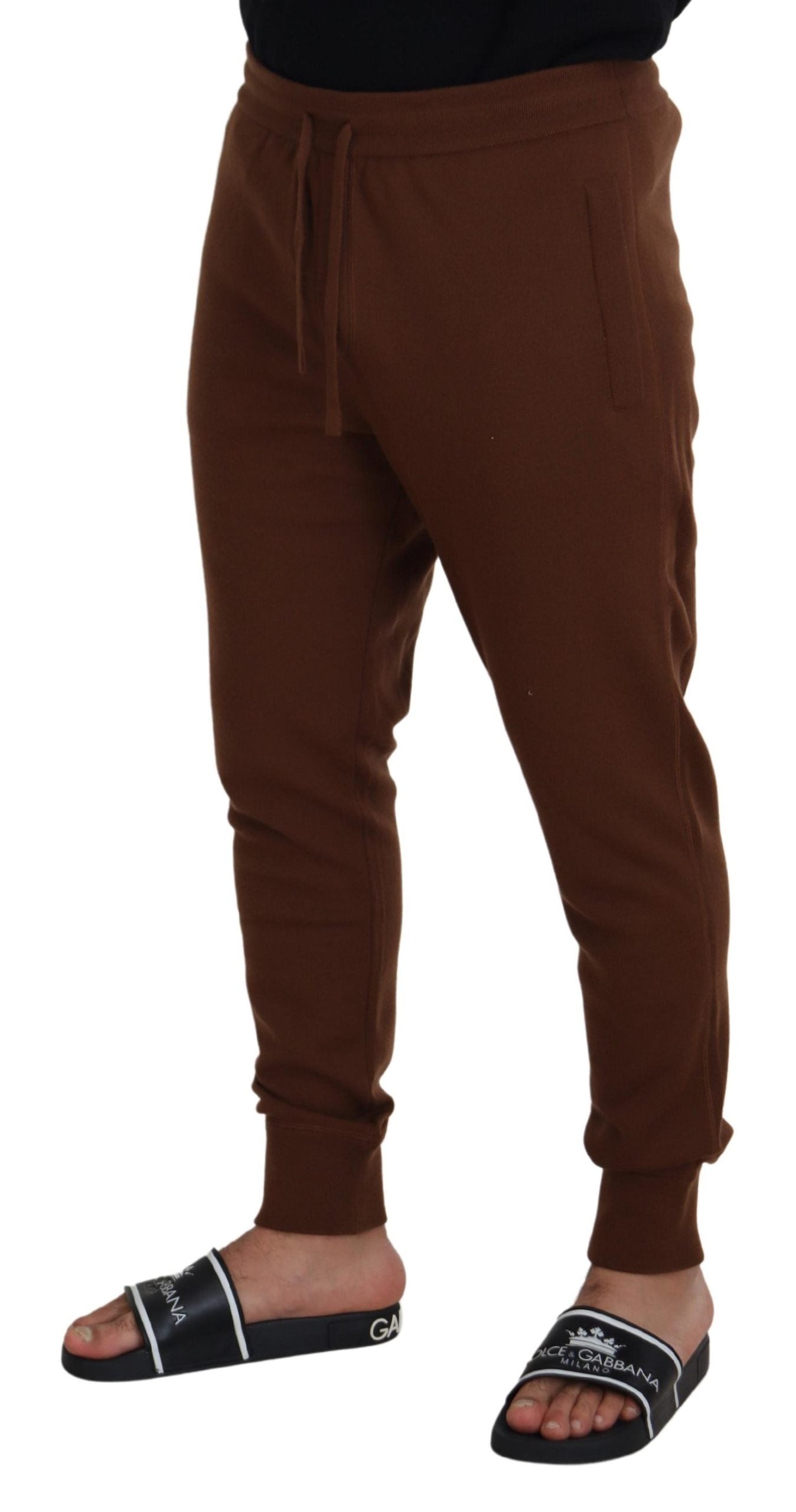 Braune Kaschmir-Jogginghose mit Kordelzug für Herren