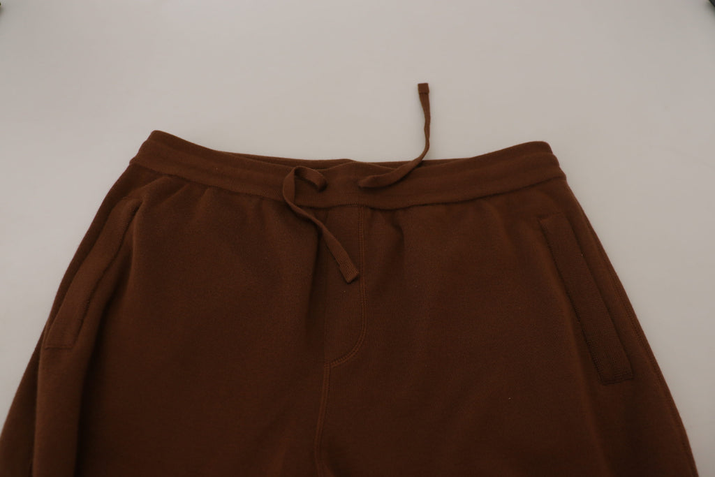 Braune Kaschmir-Jogginghose mit Kordelzug für Herren