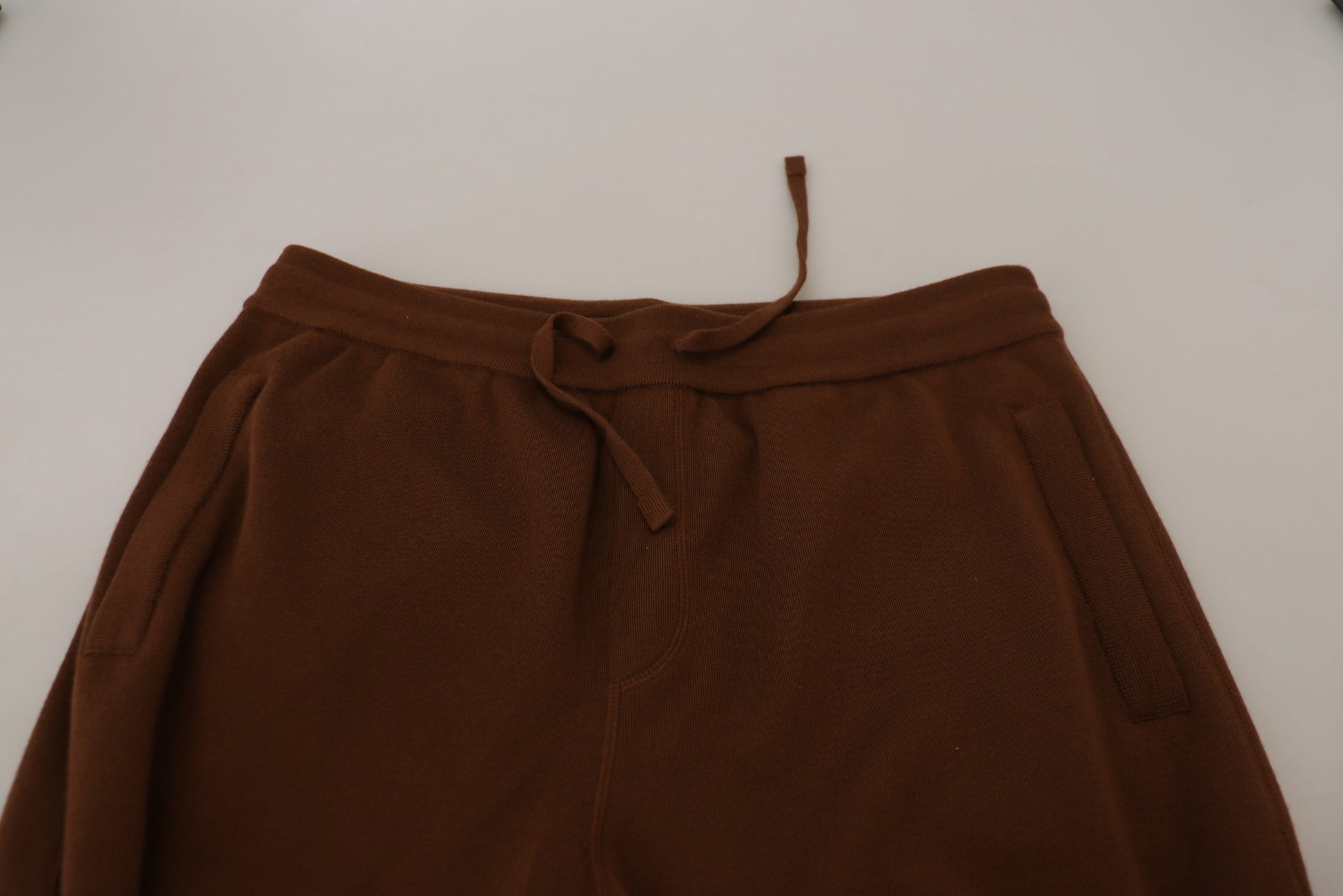 Braune Kaschmir-Jogginghose mit Kordelzug für Herren