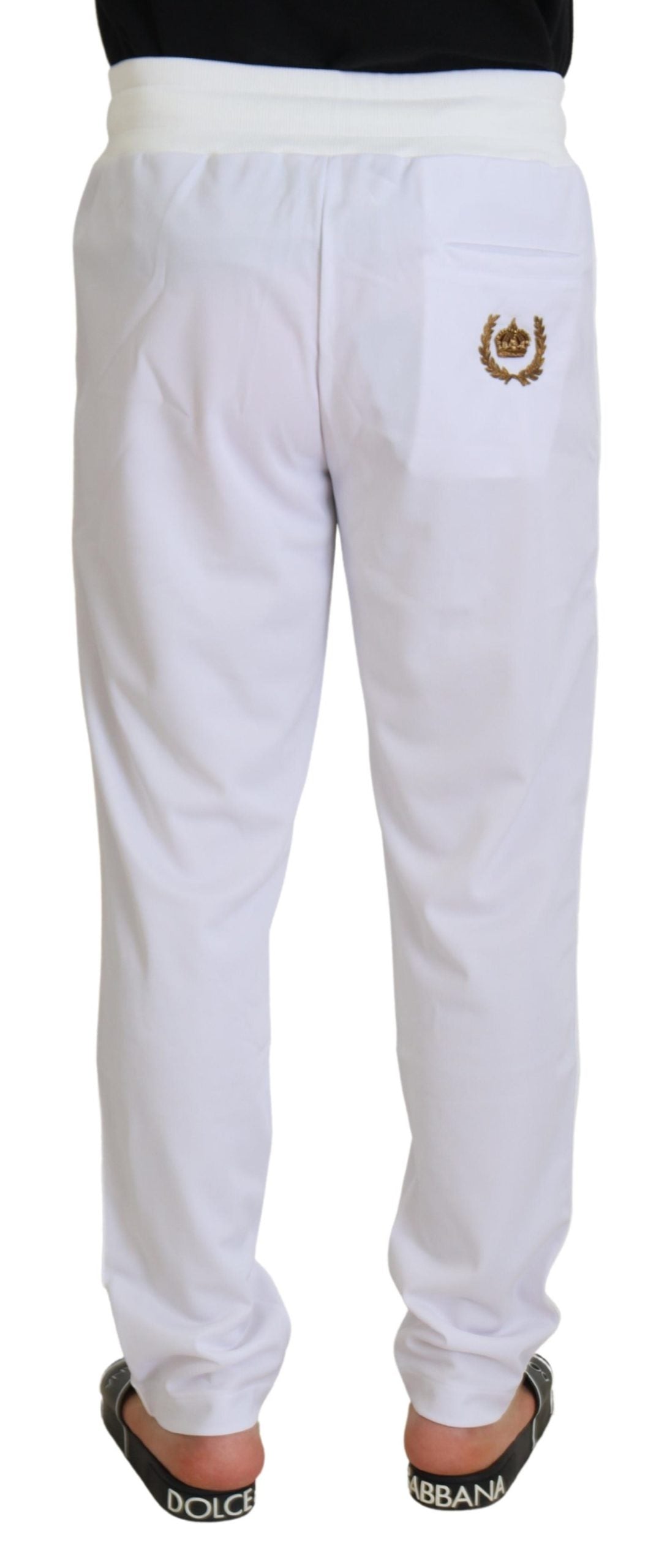 Weiße Jogginghose aus Polyester mit Kronenlogo
